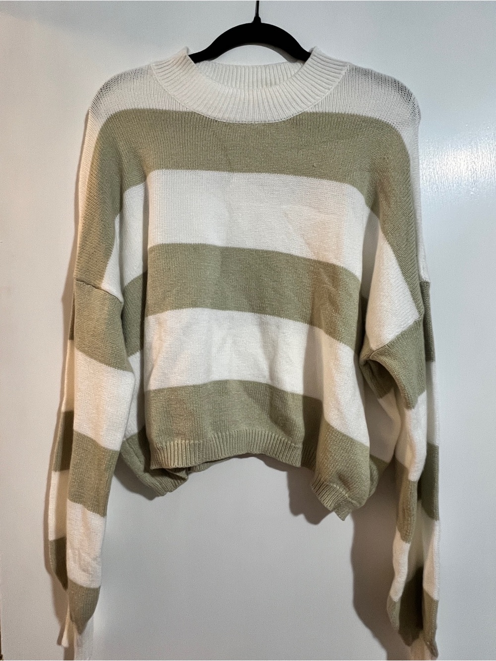 Dreamers By Debut Boho Knit Sweater White & Green Size Large